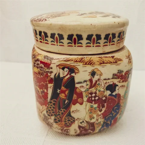 Винтажная квадратная керамическая банка MIAO YANG GONG YI