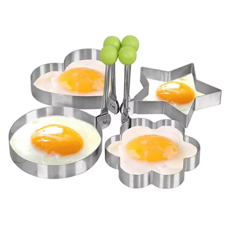 

NEW Creative Four Shapes Stainless Steel Fried Egg Maker Pancake Mold Home DIY Breakfast Egg Sandwich Kitchen Baking Utensil Too