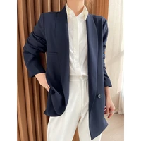 2022 summer new womens acetate satin drape fashion office vacation leisure trend comfortable long sleeved small suit jacket
