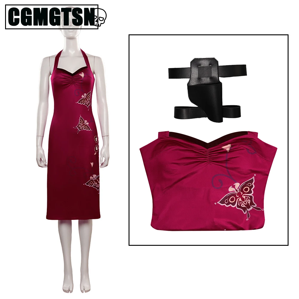 

CGMGTSN Resident 4 Ada Wong Cosplay Costume Red Neck Sexy Cheongsam Evil Dress For Women Outfits Halloween Carnival Party Suit