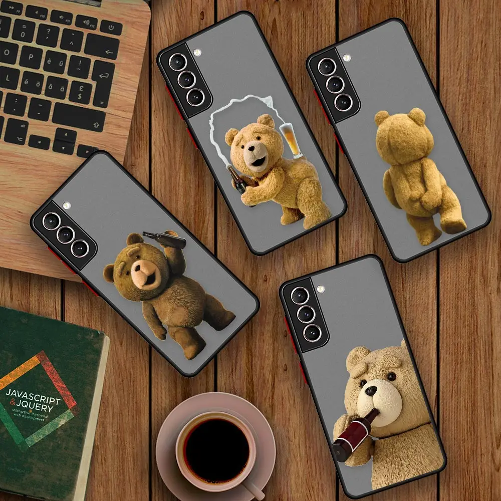 

Naughty T-Teddy Bear Couple Cartoon Phone Case For Samsung Galaxy S23 S22 Ultra S21 S20 FE S10 S9 S10E Lite Plus 5G Matte Cover