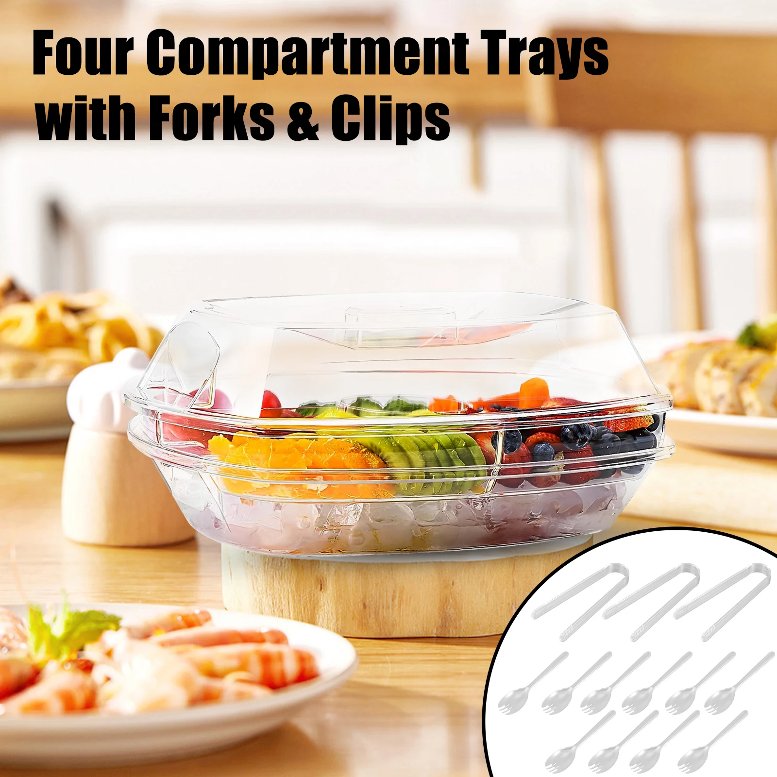 

Охлажденный контейнер для специй с 4 отсеками, прозрачный охлаждающий сервировочный контейнер с крышкой, многоразовый холодильник, портативный охлаждаемый контейнер