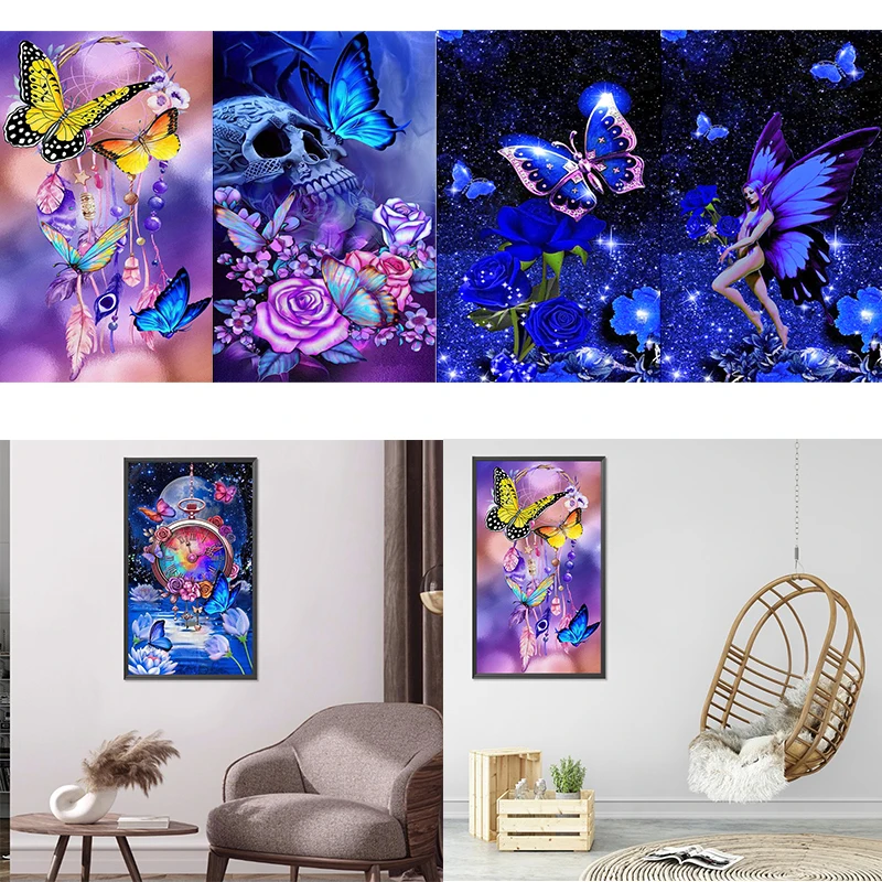 

Алмазная мозаика с бабочкой, Набор для творчества «сделай сам», с круглой вышивкой, украшение для дома и спальни, подарок