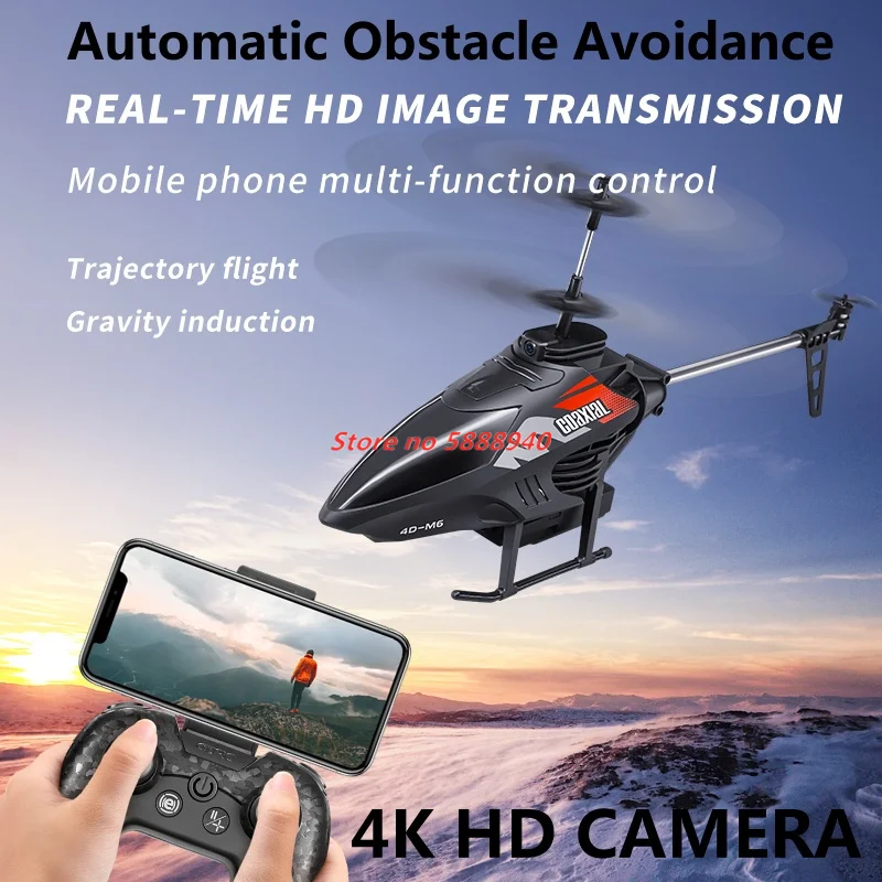 Фото 2.4G Умный мини-вертолет с функцией обхода препятствий, 4K WIFI FPV, с HD-камерой, игрушечный летательный аппарат с LED-подсветкой, радиоуправляемый вертолет с WIFI FPV. №4