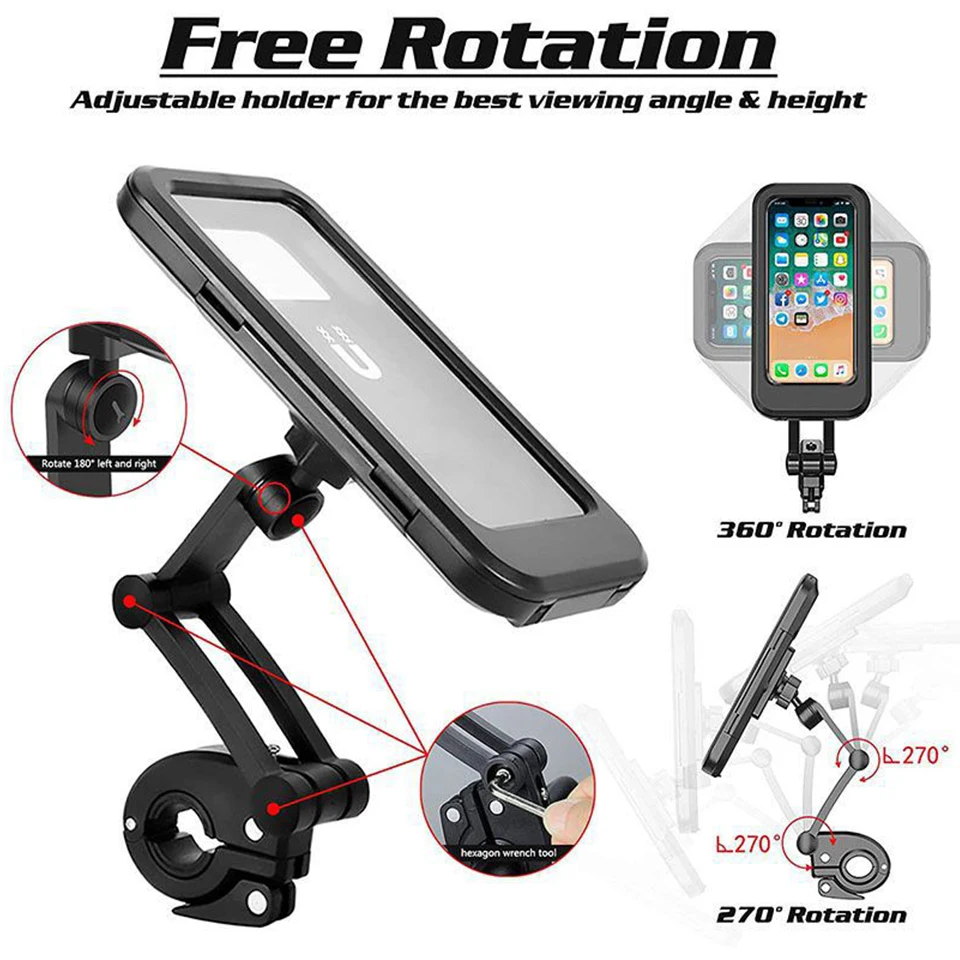 motorcycle bike bicycle cell mobile phone case holder waterproof with charger mount handlebar rearview mirror 4 5 6 7 inches free global shipping
