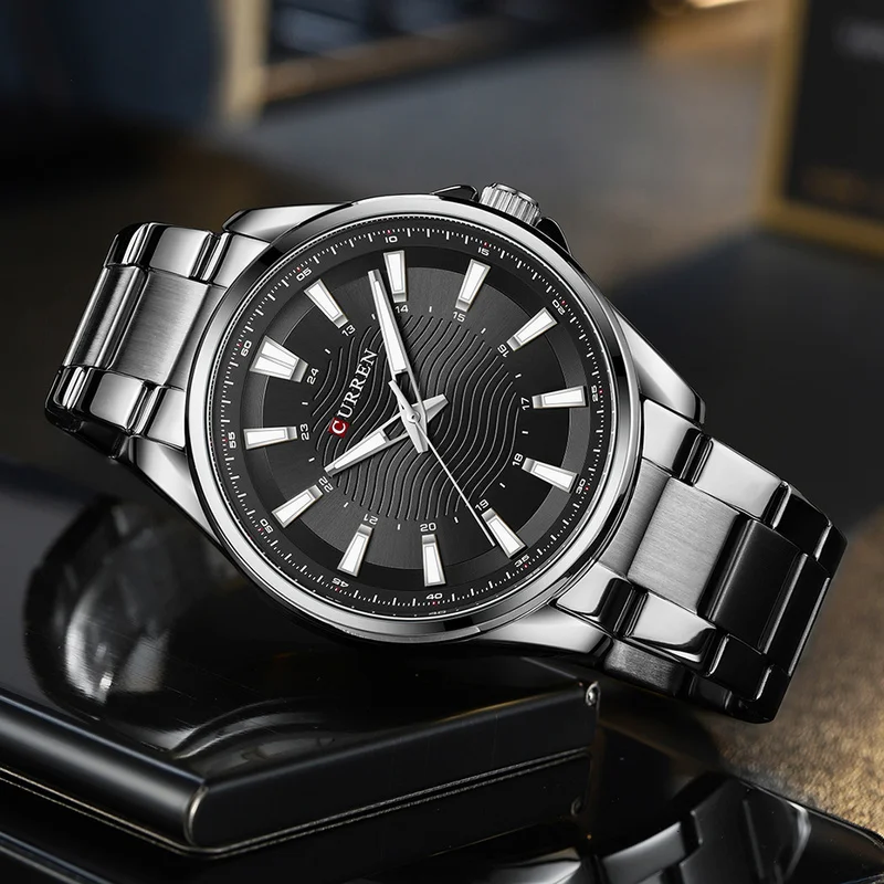 

8424 Waterproof Quartz Watch Casual Fashion Steel Band Watch Men's Quartz Watch