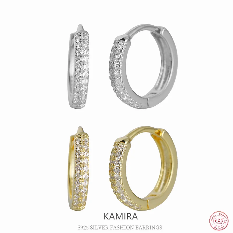 KAMIRA роскошные серьги-кольца из стерлингового серебра 925 пробы с цирконием для
