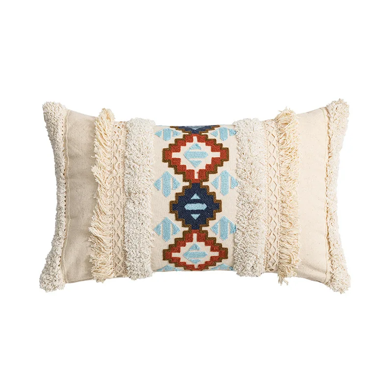 Декоративный чехол для подушки с кисточками стеганая вышитая наволочка дивана