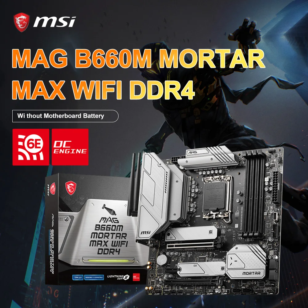 

New MSI MAG B660M MORTAR MAX WIFI DDR4 Motherboard Micro-ATX 128GB Support 12/13th Gen Intel Core i5 i7 i9 CPU LGA1700 Placa mãe