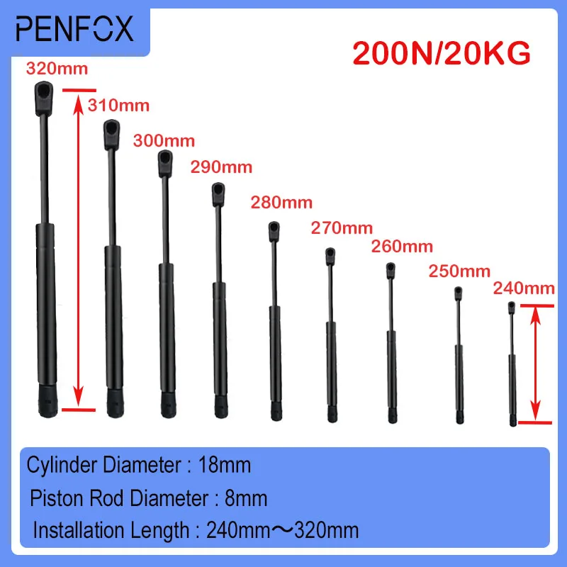 1 шт., 240-320 мм, 20 кг/200 Н, газовая пружина, универсальные стойки, амортизатор, гидравлический подъемник, опора, стойка, кровать для автофургона, машина