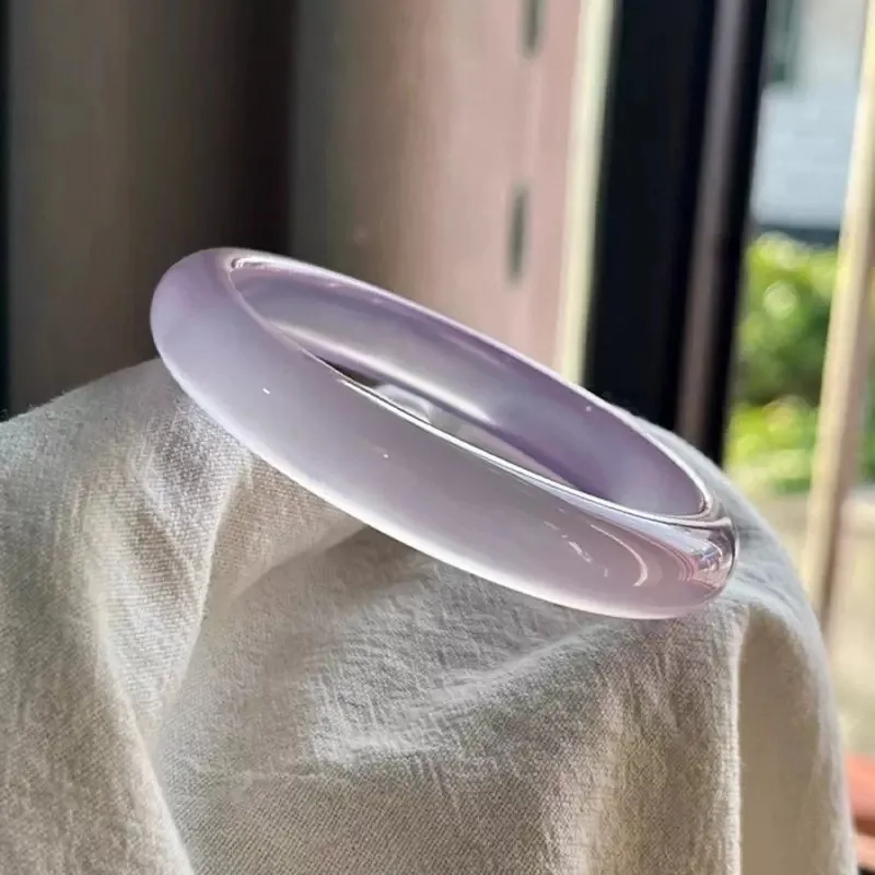 Ледяной вид фиолетовый браслет из халцедона лаванда Агат личи желе Жир Круглый