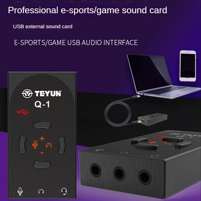 1 комплект внешняя звуковая карта TEYUN Q1 USB7.1 для настольного компьютера ноутбука