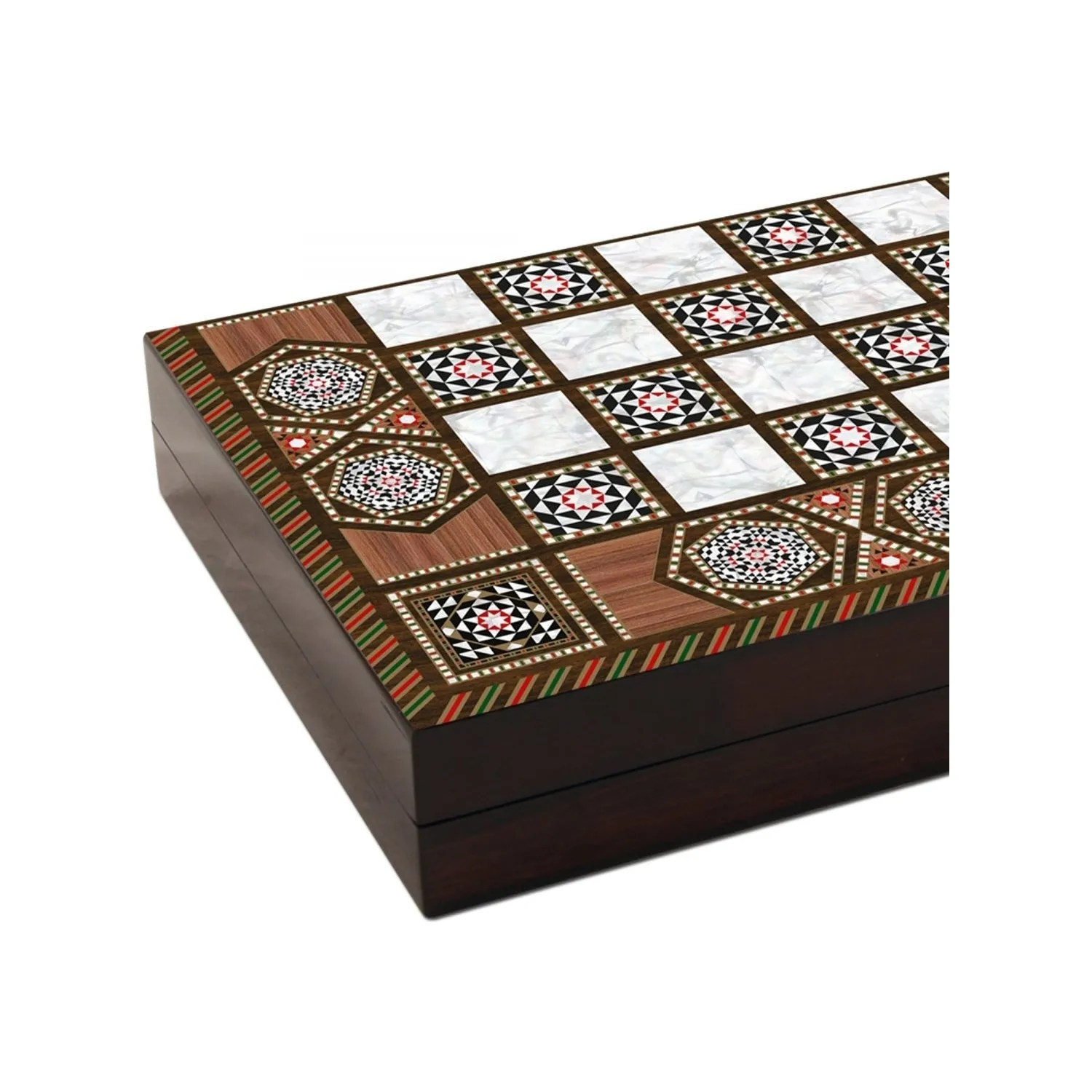 

Backgammon Wooden Sequin Pearlescent Luxury Polished Backgammon Set Home Garden Game Entertainment Family Women Men Children
