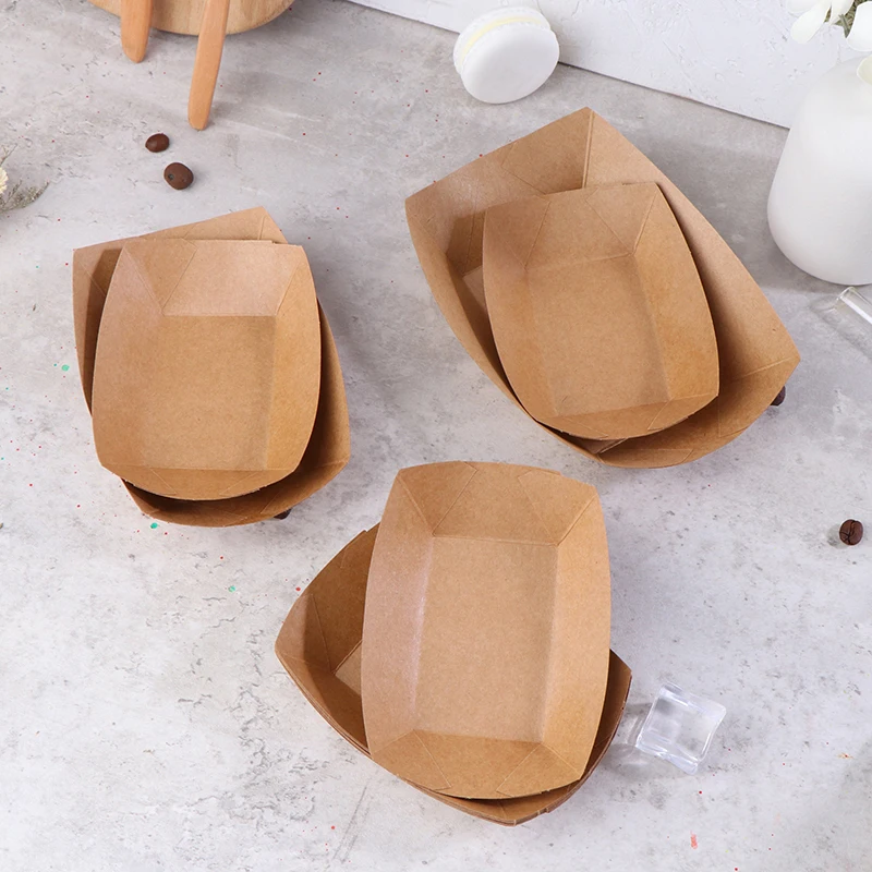10 шт. одноразовые лодки из крафт-бумаги тарелки лоток для суши коробка