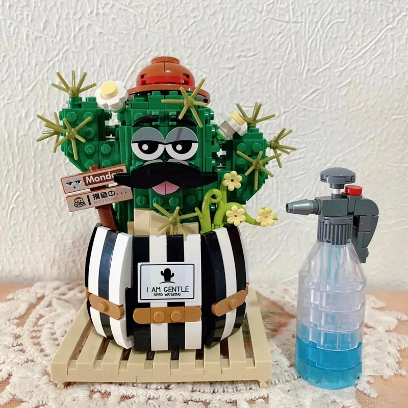 

Ideas Cactus Flowers Mini Building Blocks LOZ Cartoon Potted Plant Model Bricks Toys For Kid Immortal flower Home Decor MOC