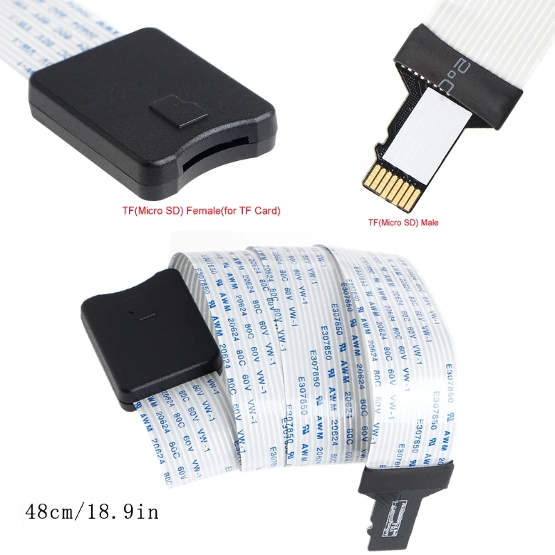 

Micro SD TF Male to TF Female Extension Cable Adapter Flexible Flat FPC Cable Extender Standard SD SDHC Memory Card Kit