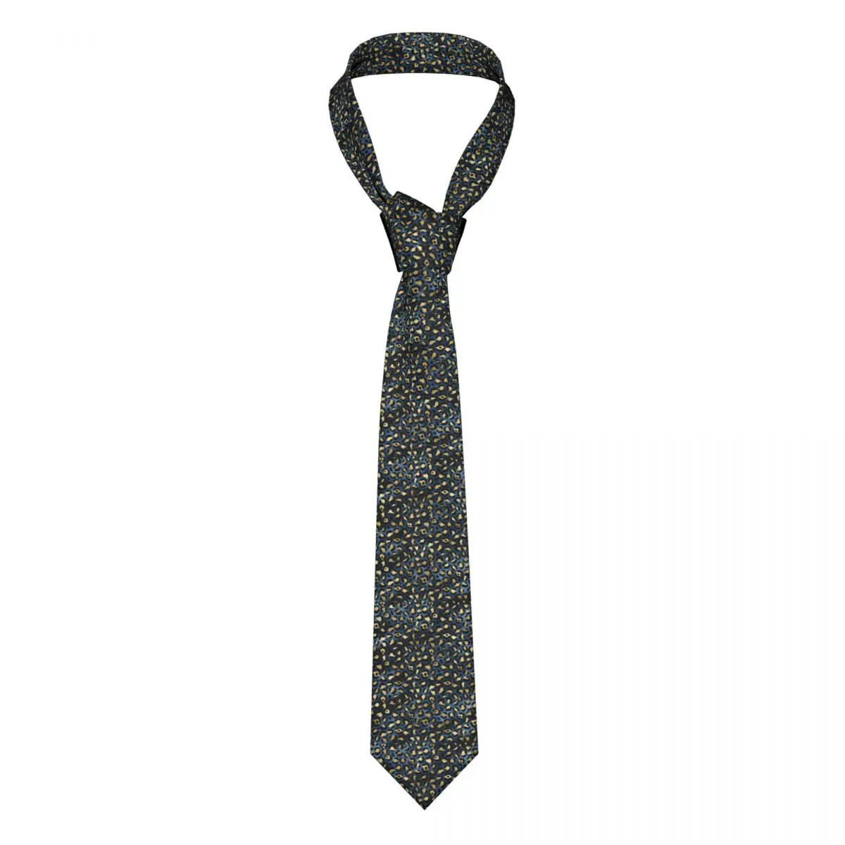 

Синий золотистый галстук с леопардовым принтом Блузка с узором галстук для шеи свадебный подарок для мужчины галстук 8 см