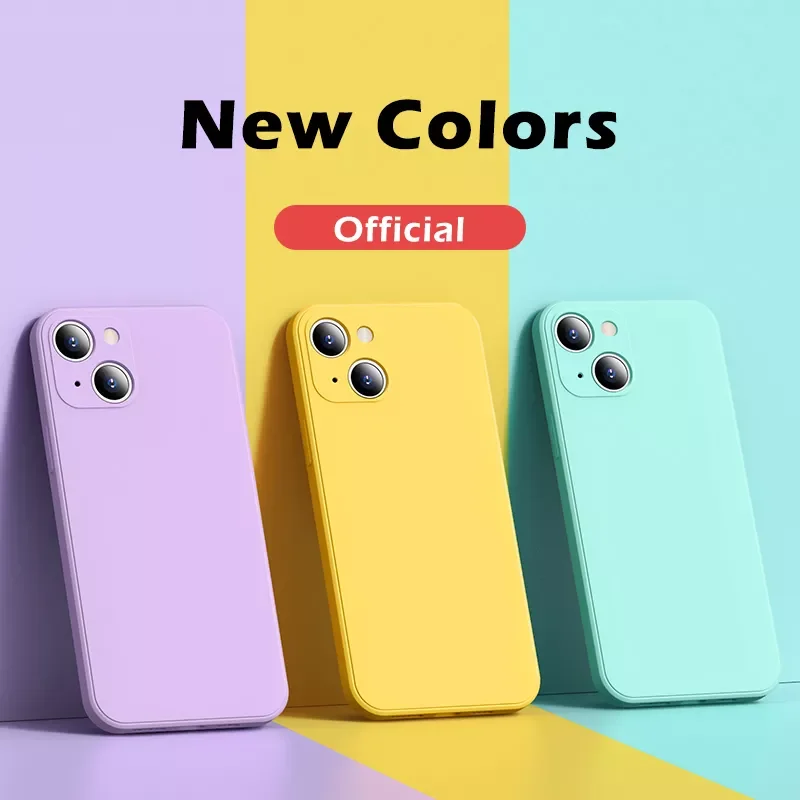 

New Fashion For iPhone 13 12 11 Pro Max Mini XS X XR 7 8 Plus SE 2020 Full Lens Protection Cover Square Liquid Silicone Case