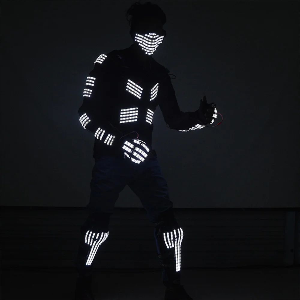 Magicool светодиодное освещение доспехи перчатки маски светящееся пальто
