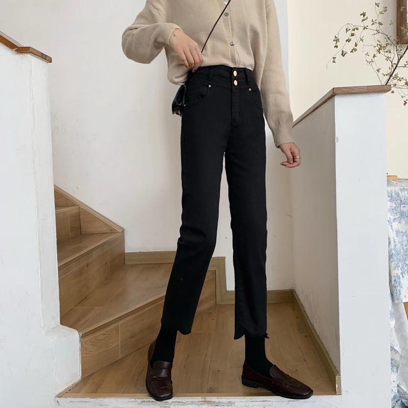 

DD3221 New Fashion Slim High Waist Stretch Straight Pants Trousers Jeans