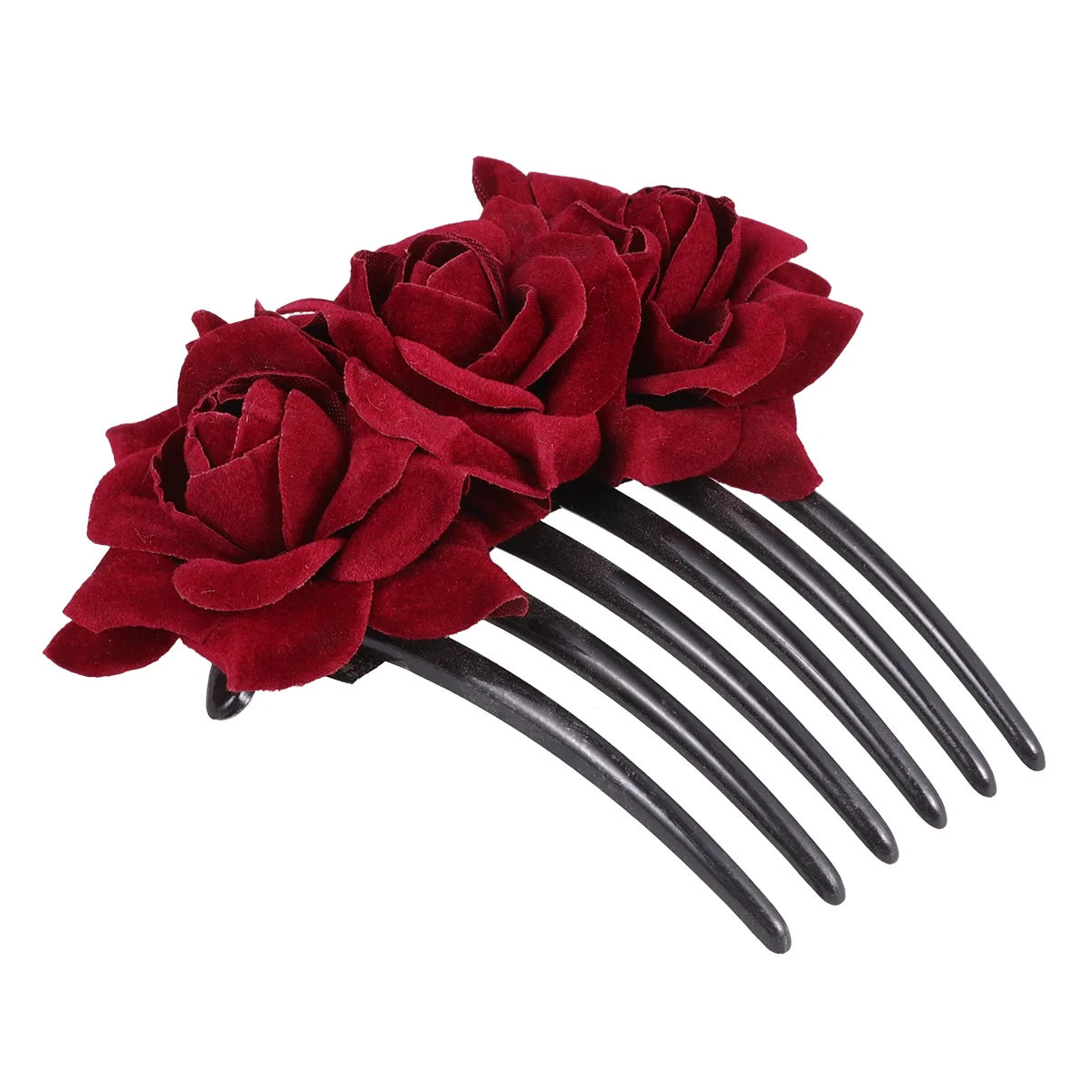 

Rose Hair Side Comb, Big Rose Wedding Bridal Floral Hair Headpiece for Brides and Bridesmaids ( Red )