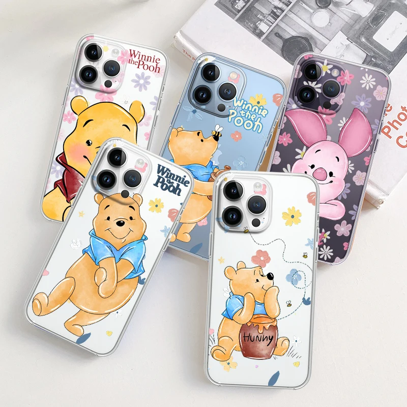 

Pooh Bear Cartoon Cute For Apple iPhone 14 13 12 11 Pro Max Mini XS Max X XR 7 8 Plus 5S Silicone Transparent Phone Case Fundas