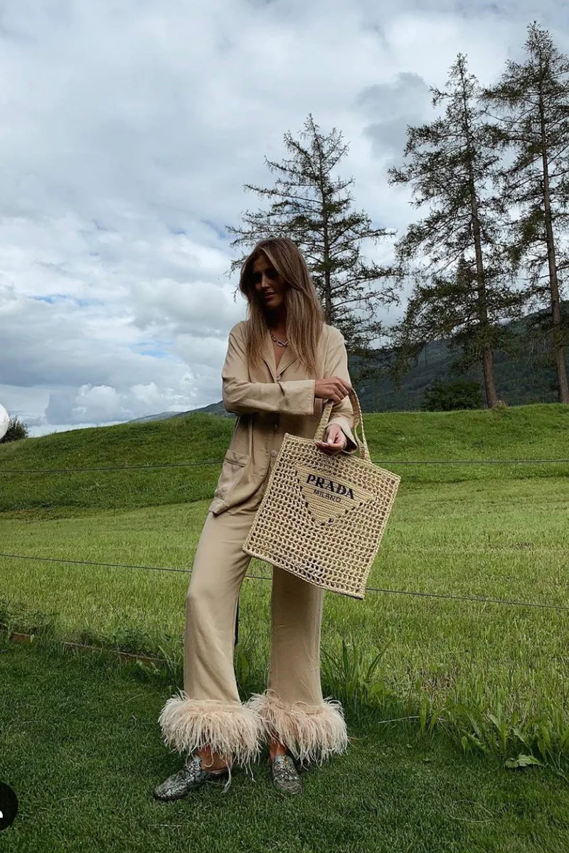 2023 Long Sleeved 100% Ostrich Feather Pajamas for Women Casual Sleepwear Factory Outlet Two Piece Pajama Set Pajama Party Wear