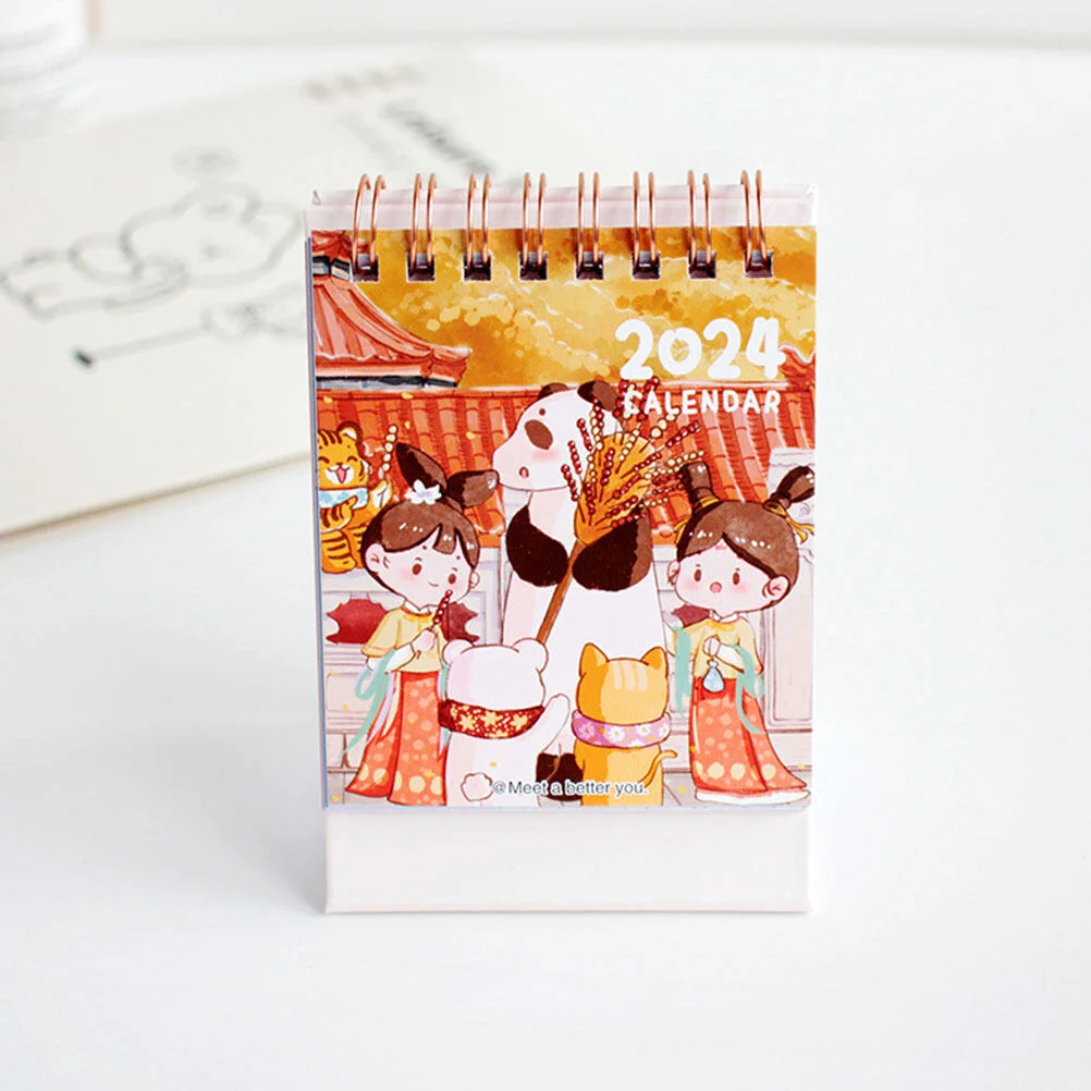 

5 Pcs Desktop Decor Decorations Small Calendar 2024 Standing Flip Vertical Office Paper Supply