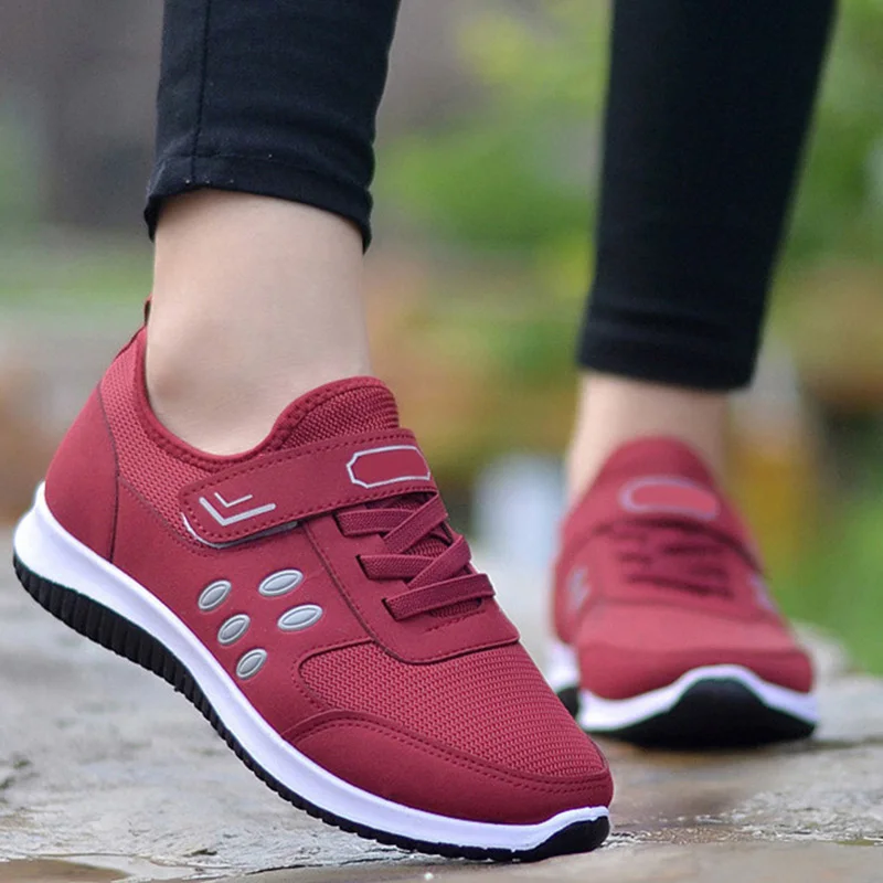 

Women's Mesh Buckle Vulcanized Sports Shoes Flat Shoes 2022 Fashion Woman Sneakers Solid Fashion Leisure Platform zapatos mujer