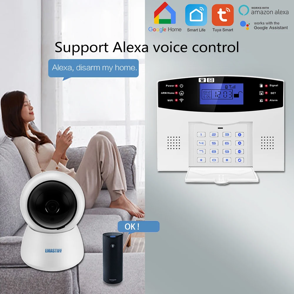 

IOS Android APP 433mhz Wireless wired Home Security Tuya WIFI GSM Alarm System Intercom Remote Control Autodial Siren Sensor Kit