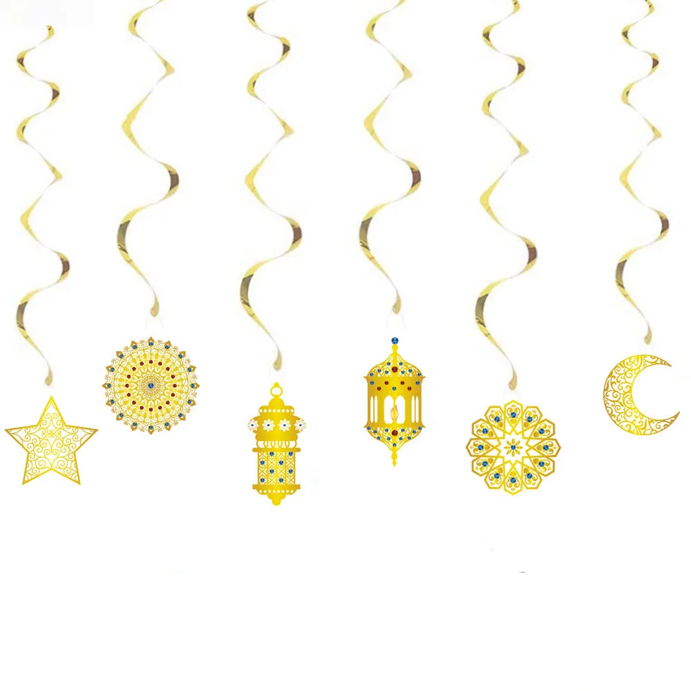 

6 шт./лот красивое украшение Рамадан подвесные шарфы золотые Рамадан украшения для дома ИД украшение