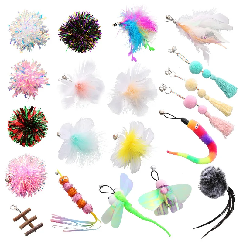 

1PCS Cat Toy Feather Replacement Head Bells Feather Freely Change Combinations Multi-type For Cat Stick Telescopic Rod DIY Tools