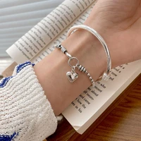 new fashion silver color bangle bracelet for women vintage punk love heart round geometry pendant party fine jewelry gifts