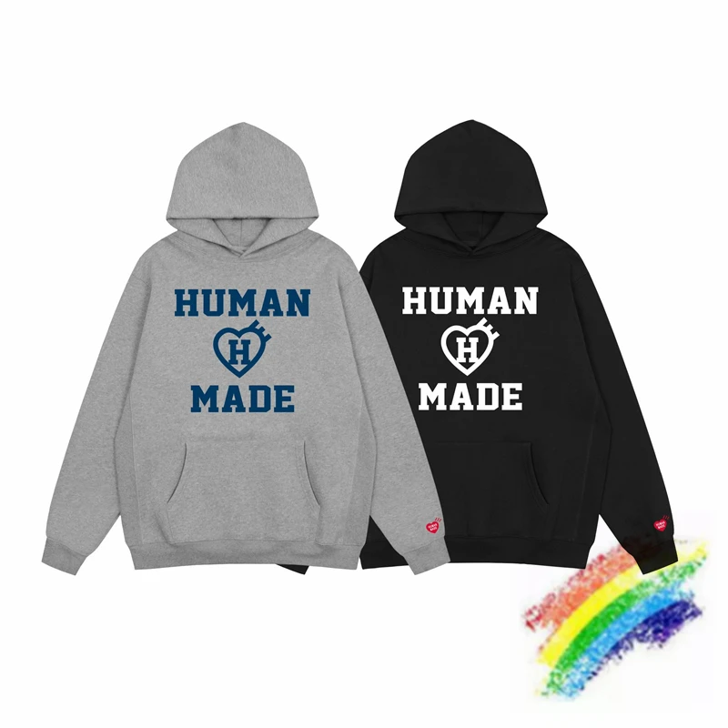 

Human Made Hoodie Men Women Top Version Oversized Letter Print Thick Fleece Sweatshirts Pullovers