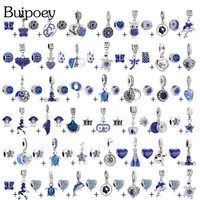 buipoey 2pcslot blue ocean beads spindrift sea turtle charm fit diy bracelet star moon crown pendant handmade jewelry accessory