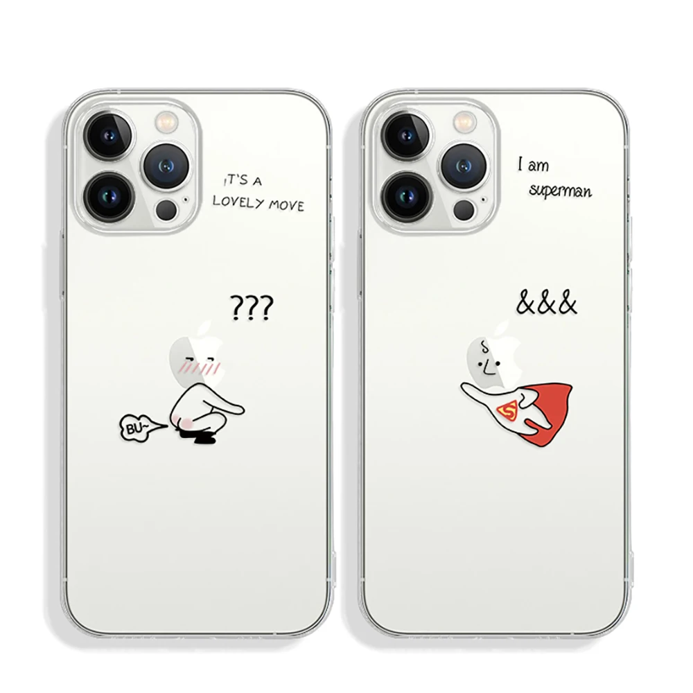 

Cartoon Funny Lines Luxury Clear Phone Case For Funda iPhone 11 12 13 Pro Max 12 13 Mini X XR XS MAX 5 6 7 8 Plus Celula Coque