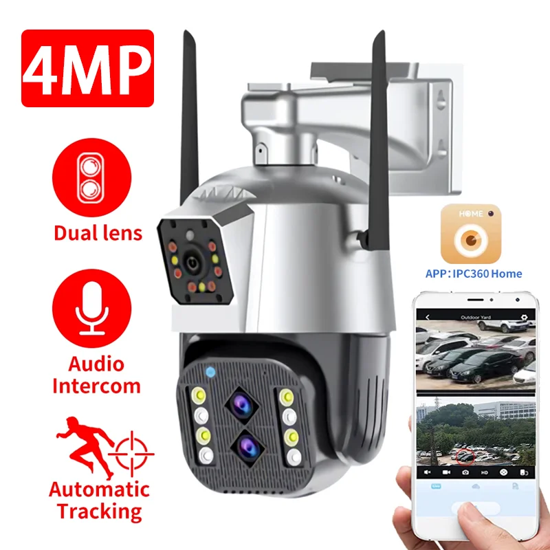 

4MP 2K Wifi IP Camera 10X Digital Zoom Outdoor CCTV Security Auto Tracking AI Human Detect Cloud 1080P 4MP Wireless PTZ Camera
