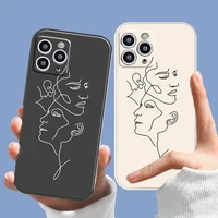 couple abstract line phone case for iphone 11 12 13 pro max 13 mini x 7 8 plus 6s plus xr xs se20 soft silicone back cover funda
