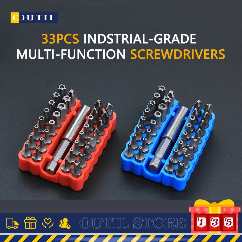 

33pcs CR-V Screwdrivers Bits Hex Shanked Anti Slip Screwdriver Bits Hex Shank Single Head Wrench Repair Phone PC Tools