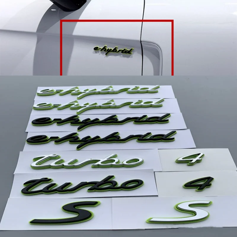 

Green Silver Black Turbo S E-hybrid Emblem Tailgate Logo Badge Decal Fender Ehybird Side Door Sticker