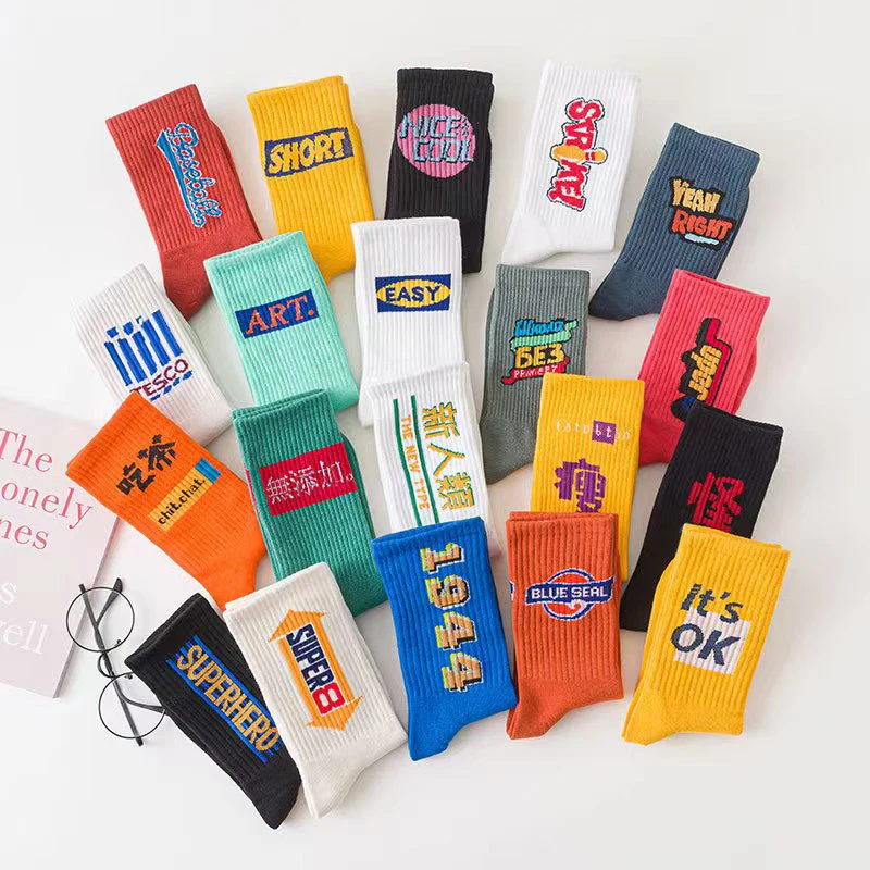 

Women's Socks Ins Trend Men Sports Style Cotton High School Girls Harajuku Letter Breathable Sweat Anime Funny Lolita Runing