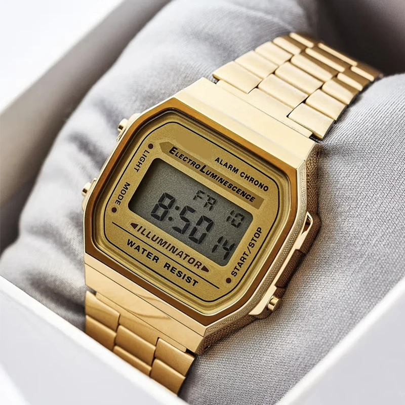 Luxury F91w Fashion Digital Men's Watches Stainless Steel Link Wrist Watch Band Business Electronic Women Clock Reloj Hombre