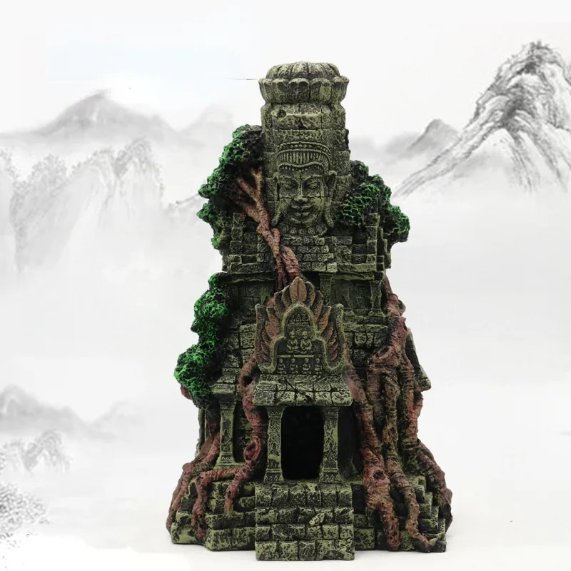 Аквариумный Ландшафтный камбоджийский храм будды статуи укрытия для рыб