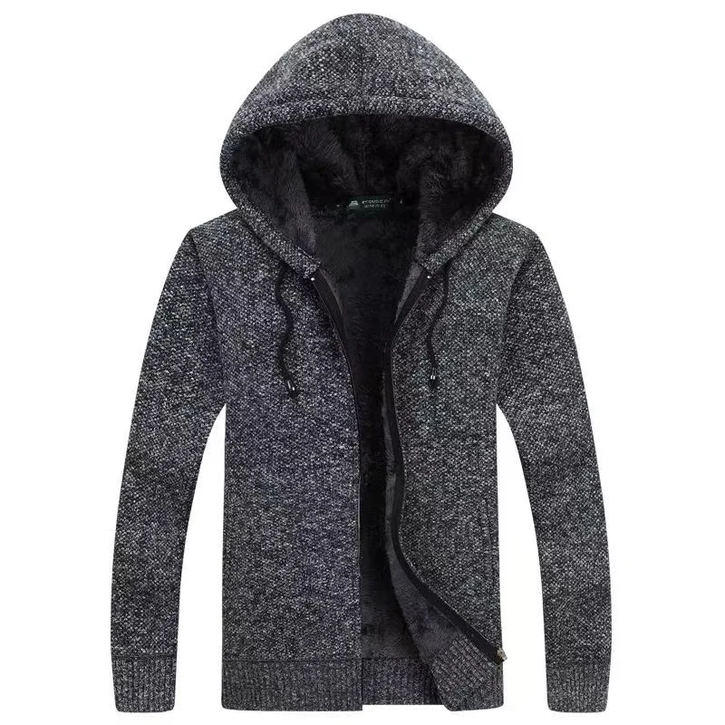

2022 Autumn Winter Men's Sweater Loose Casual Hooded Cardigan Plus Velvet To Keep Warm Jackets Fashion Artificial Fur Sweater