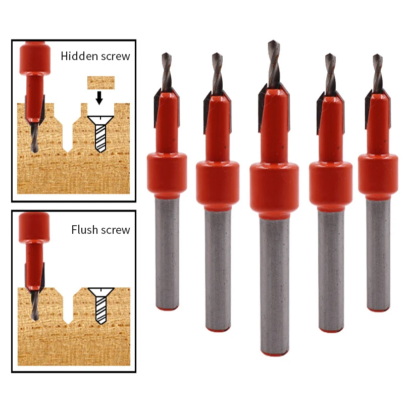 

8mm Round Shank HSS Woodworking Countersink Router Bit Screw Extractor Remon Demolition for Woodworking Milling Cutter Bit Tools