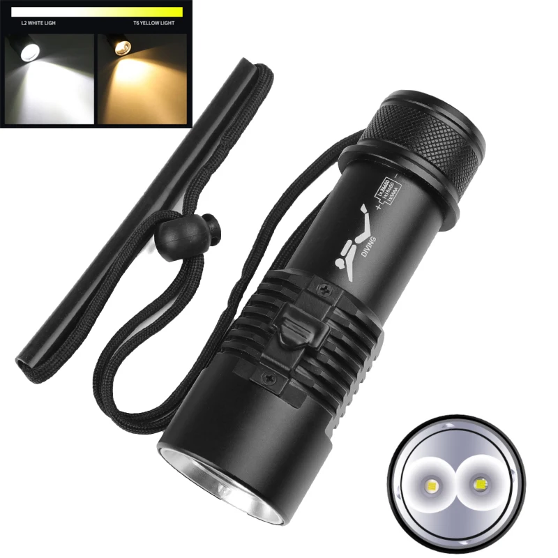 

C2 Diving Powerful Flashlight Torch Tourch Light Lamp Underwater High Power Led Flashlights Dving Edc Camping Tactical Lantern