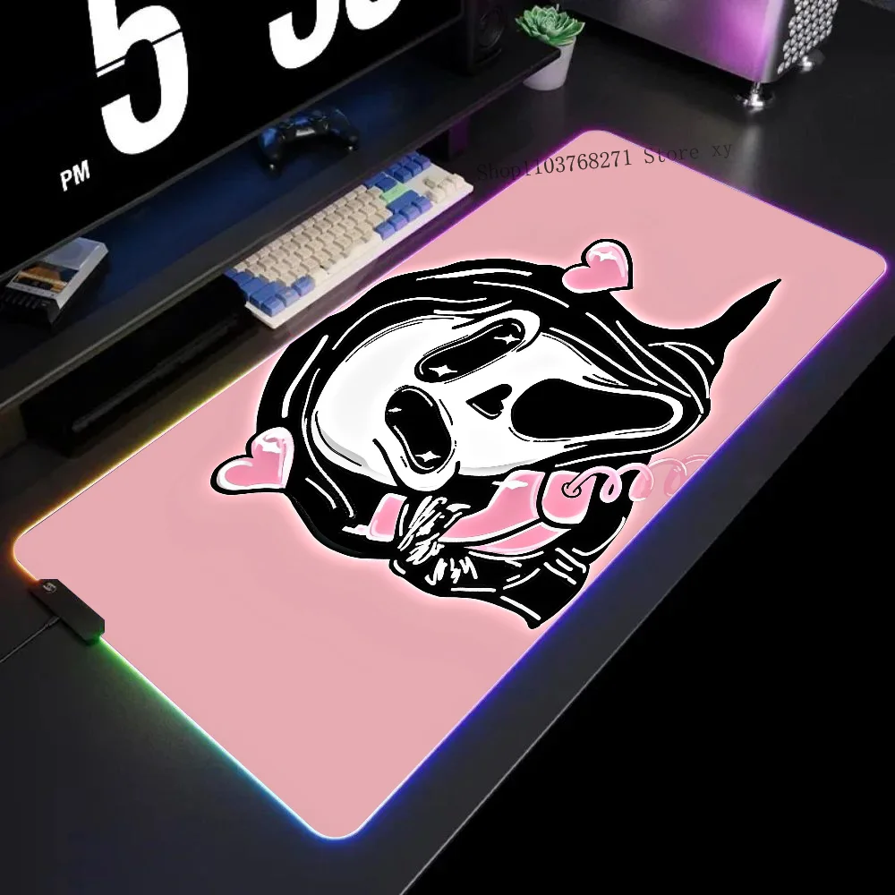 G-Ghostface H-Horror S-Scream Art Mousepad XXL RGB Gaming Mouse Pads HD Black Gamer Accessories Large LED