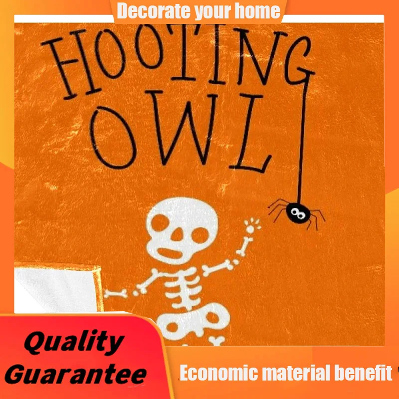 

Lightweight Halloween Skull Orange Printing Fleece Warm Soft Cozy Throws Blanket huggle blanket store