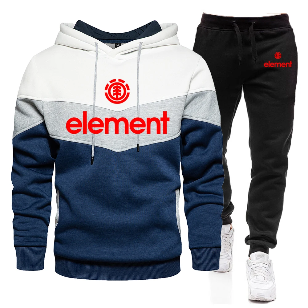 2022 New Letter ELEMENT Men Hoodies Sweatshirt+Sweatpants Suit Autumn Winter Sportswear Sets Tracksuit Men's Pullover Jacket Set