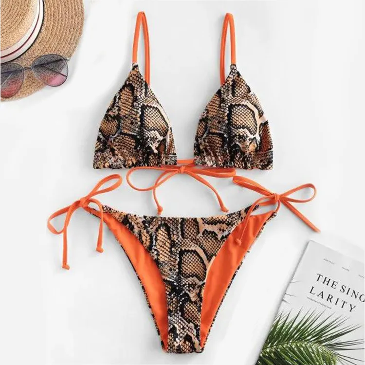 

2023 New Bikini Split Swimsuit Double-sided Leopard Snakeskin Print Sexy